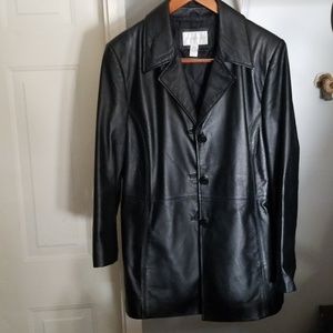 Button down women's Leather Jacket